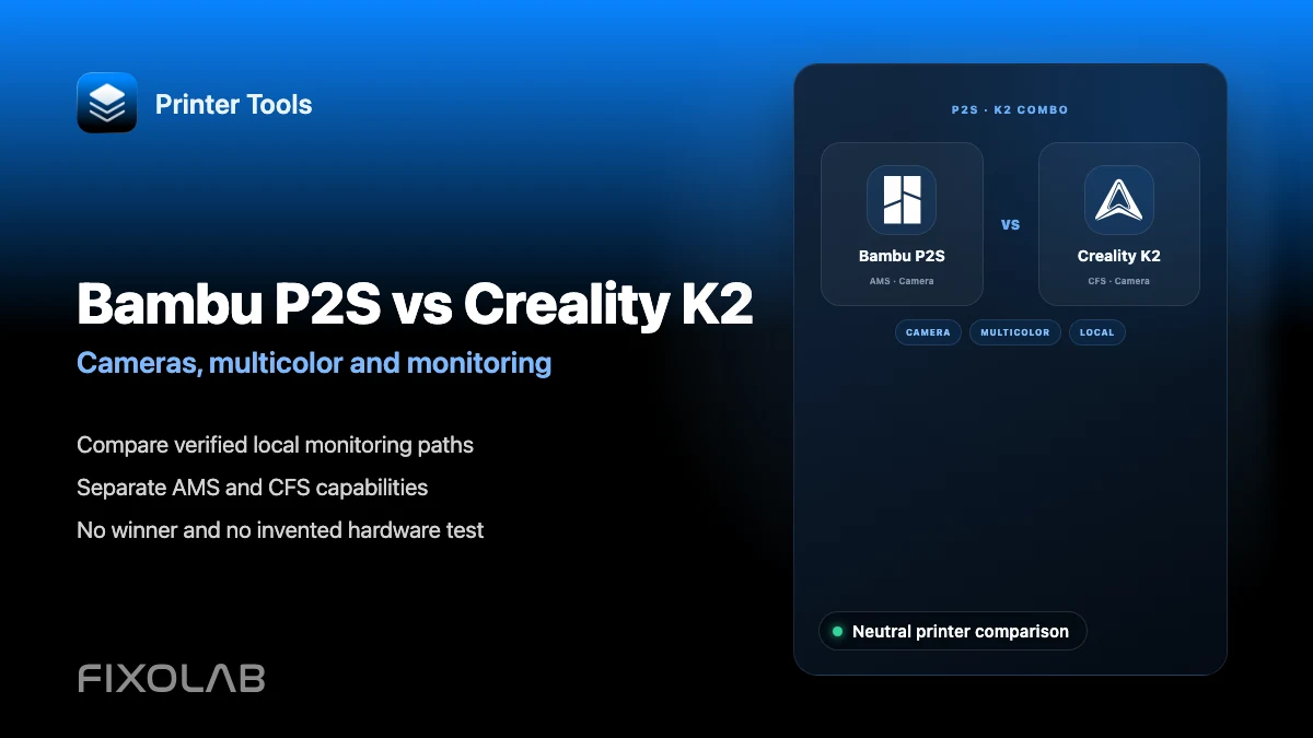 Bambu Lab P2S vs Creality K2 Combo for cameras, multicolor and monitoring