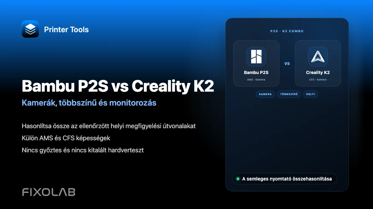 Bambu Lab P2S vs Creality K2 Combo kamera, többszín és felügyelet szempontjából