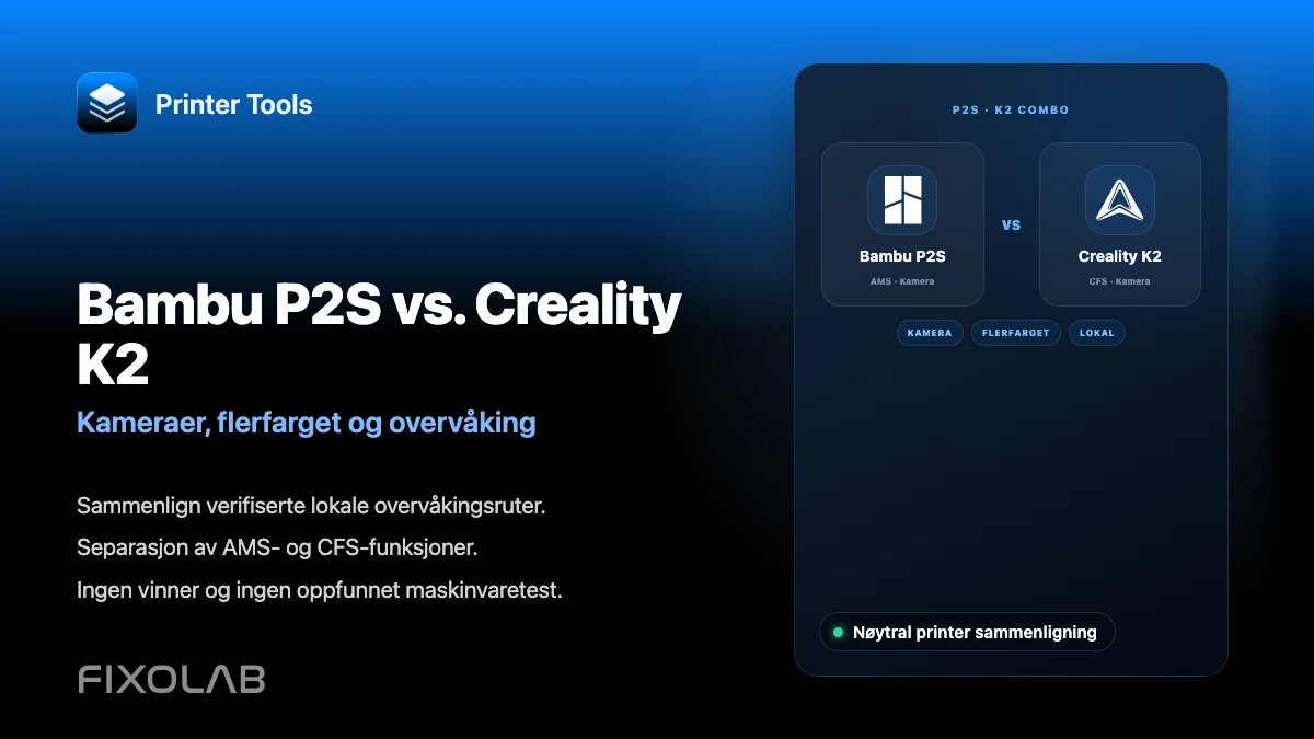 Bambu Lab P2S vs Creality K2 Combo for kamera, flerfarge og overvåking