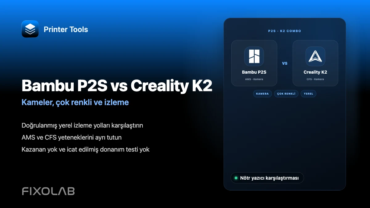 Kamera, çok renk ve izleme açısından Bambu Lab P2S ile Creality K2 Combo karşılaştırması