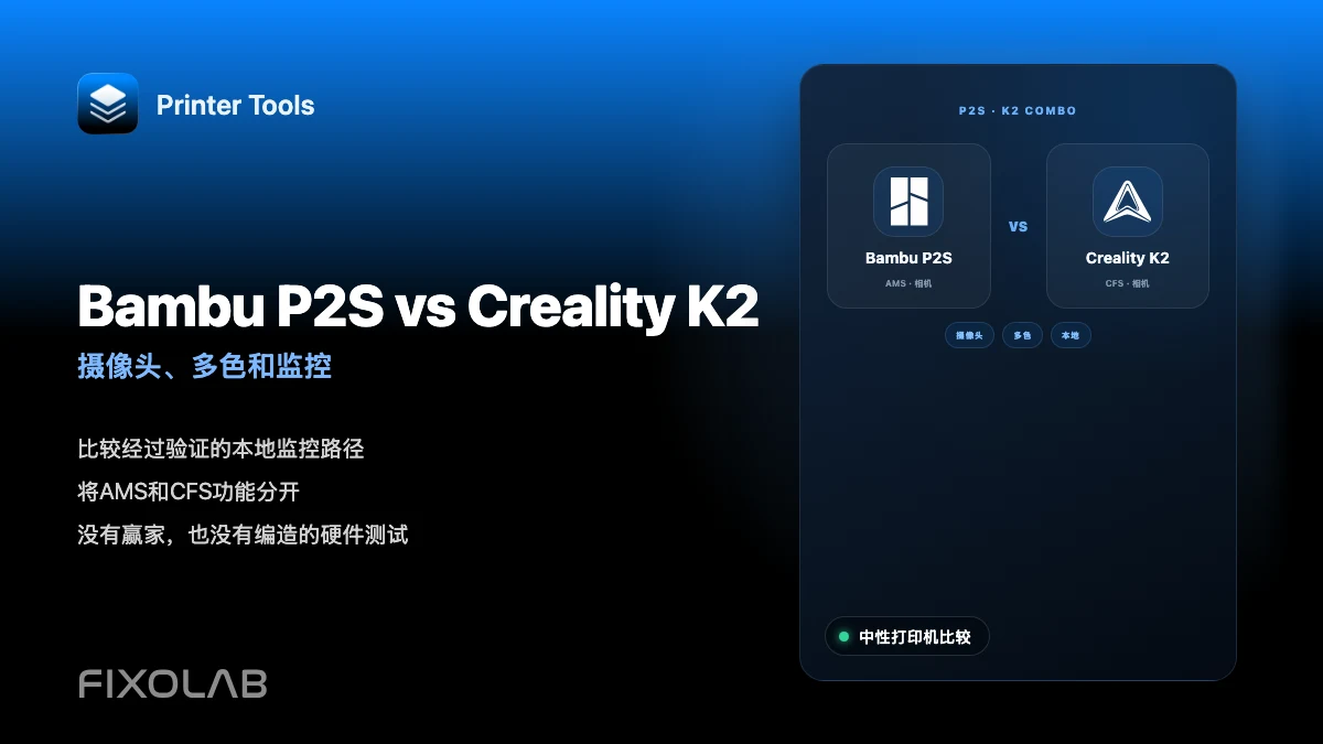 Bambu Lab P2S 与 Creality K2 Combo 在摄像头、多色和监控方面的对比 Bambu Lab P2S 与 Creality K2 Combo 在摄像头、多色和监控方面的对比