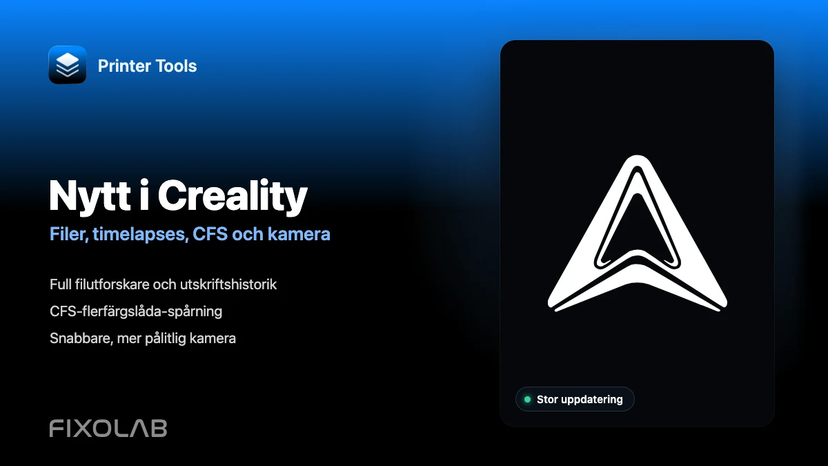 Printer Tools största Creality-uppdatering hittills med filer, timelapses, CFS och mer