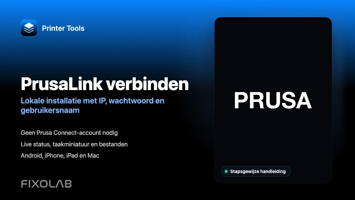 PrusaLink met Printer Tools verbinden via je lokale netwerk PrusaLink met Printer Tools verbinden via je lokale netwerk