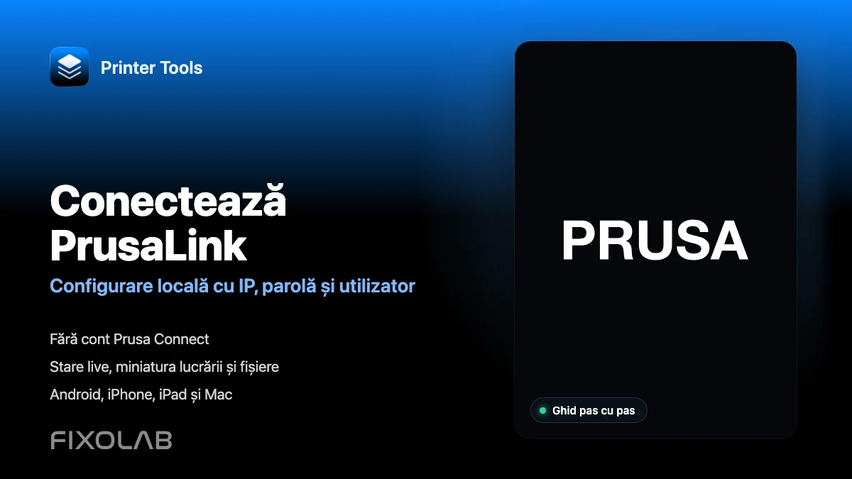 Cum conectezi PrusaLink la Printer Tools în rețeaua locală Cum conectezi PrusaLink la Printer Tools în rețeaua locală