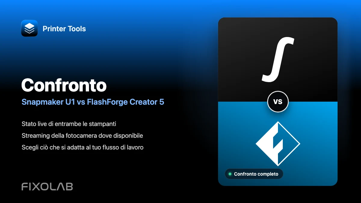 Snapmaker U1 vs FlashForge Creator 5 con Printer Tools
