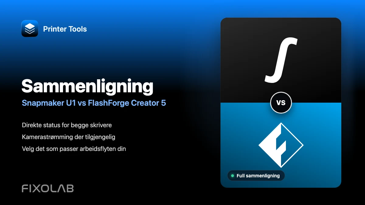 Snapmaker U1 vs FlashForge Creator 5 med Printer Tools
